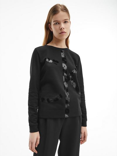 Calvin Klein Ruhák HU639782 | Calvin Klein Logo Női Pulóver Fekete